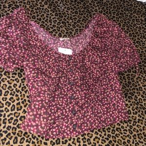 Brand new small burgundy floral top